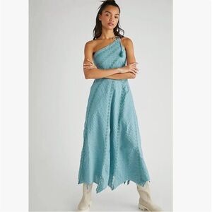 Free People One Shoulder Blue Dress